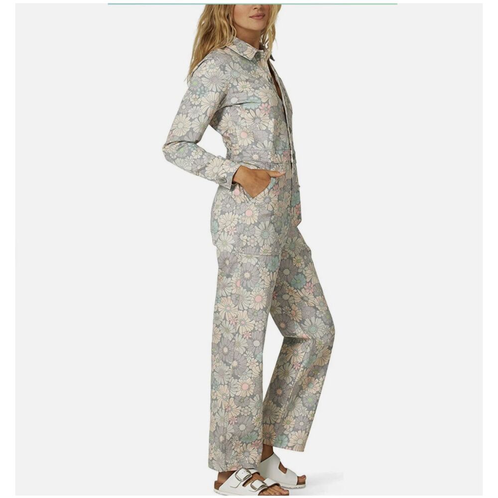 LEE x Free People Floral Union Alls Coveralls Jumpsuit L Workwear Boho Utility - Picture 2 of 14